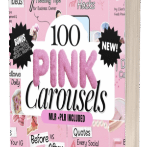 🌸 “Ultimate 100 Pink Instagram Carousel Templates | Editable on Canva + Full PLR & MRR Rights”