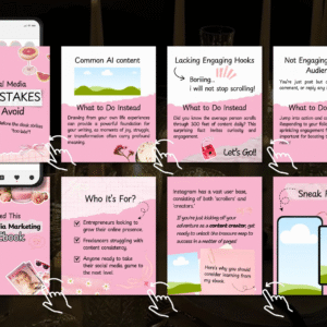 🌸 “Ultimate 100 Pink Instagram Carousel Templates | Editable on Canva + Full PLR & MRR Rights”