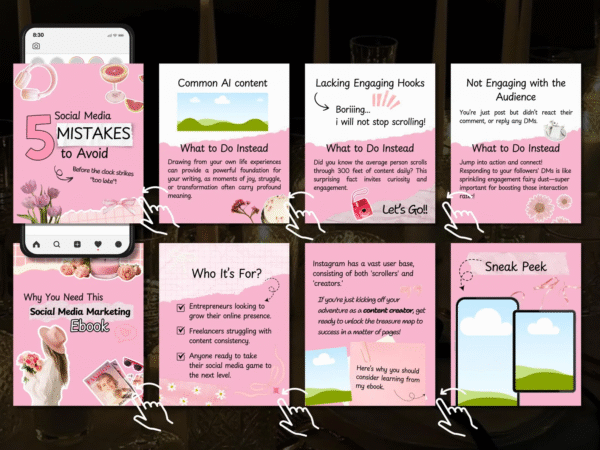 🌸 “Ultimate 100 Pink Instagram Carousel Templates | Editable on Canva + Full PLR & MRR Rights” - Image 4