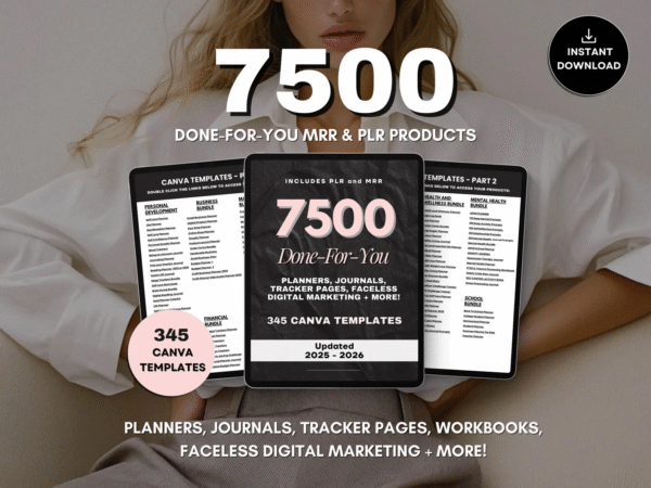 “Unlock 7500+ Done-For-You PLR & MRR Canva Templates | Your All-in-One Digital Bundle for 2025 & Beyond