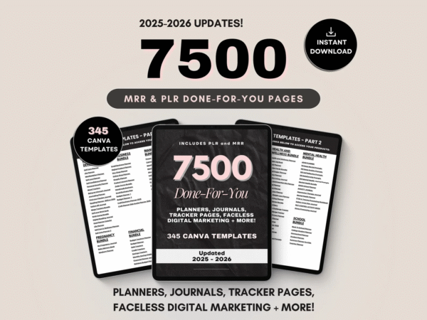 “Unlock 7500+ Done-For-You PLR & MRR Canva Templates | Your All-in-One Digital Bundle for 2025 & Beyond - Image 3