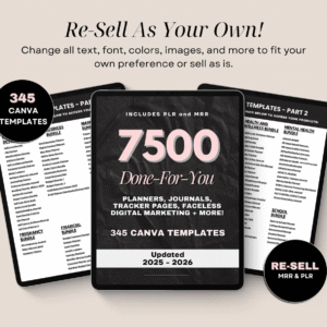 “Unlock 7500+ Done-For-You PLR & MRR Canva Templates | Your All-in-One Digital Bundle for 2025 & Beyond