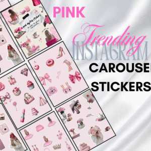 Aesthetic Pink Instagram Carousel Stickers | Canva Templates with PLR & MRR